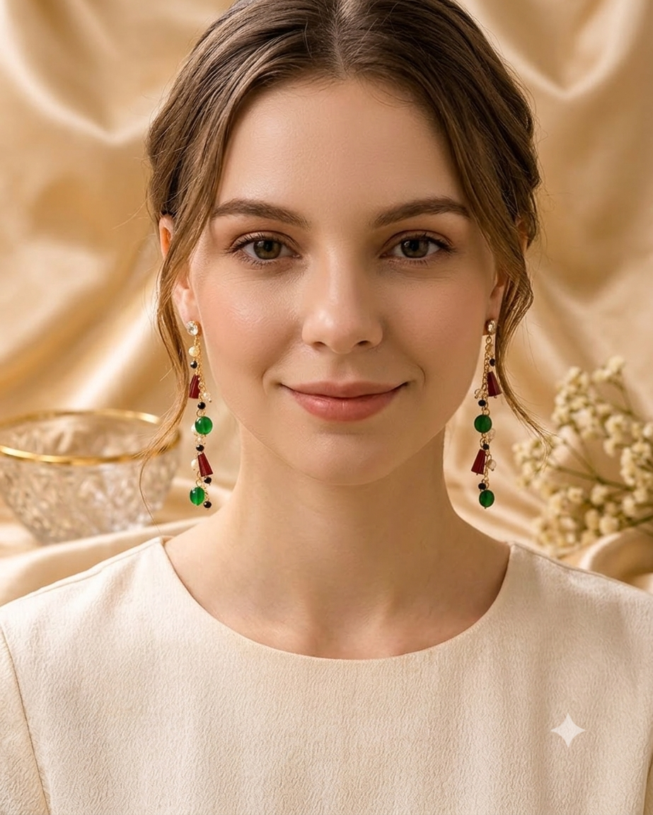Tricolor Tassel Drop Earrings photo 3