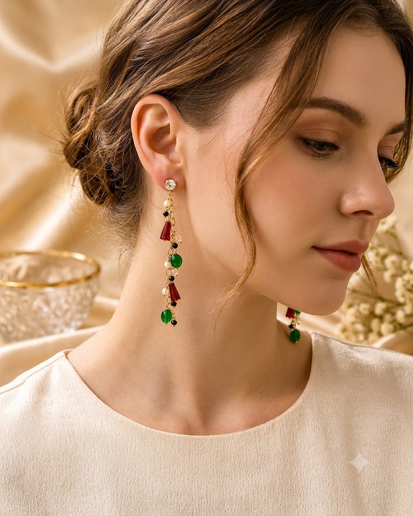 Tricolor Tassel Drop Earrings