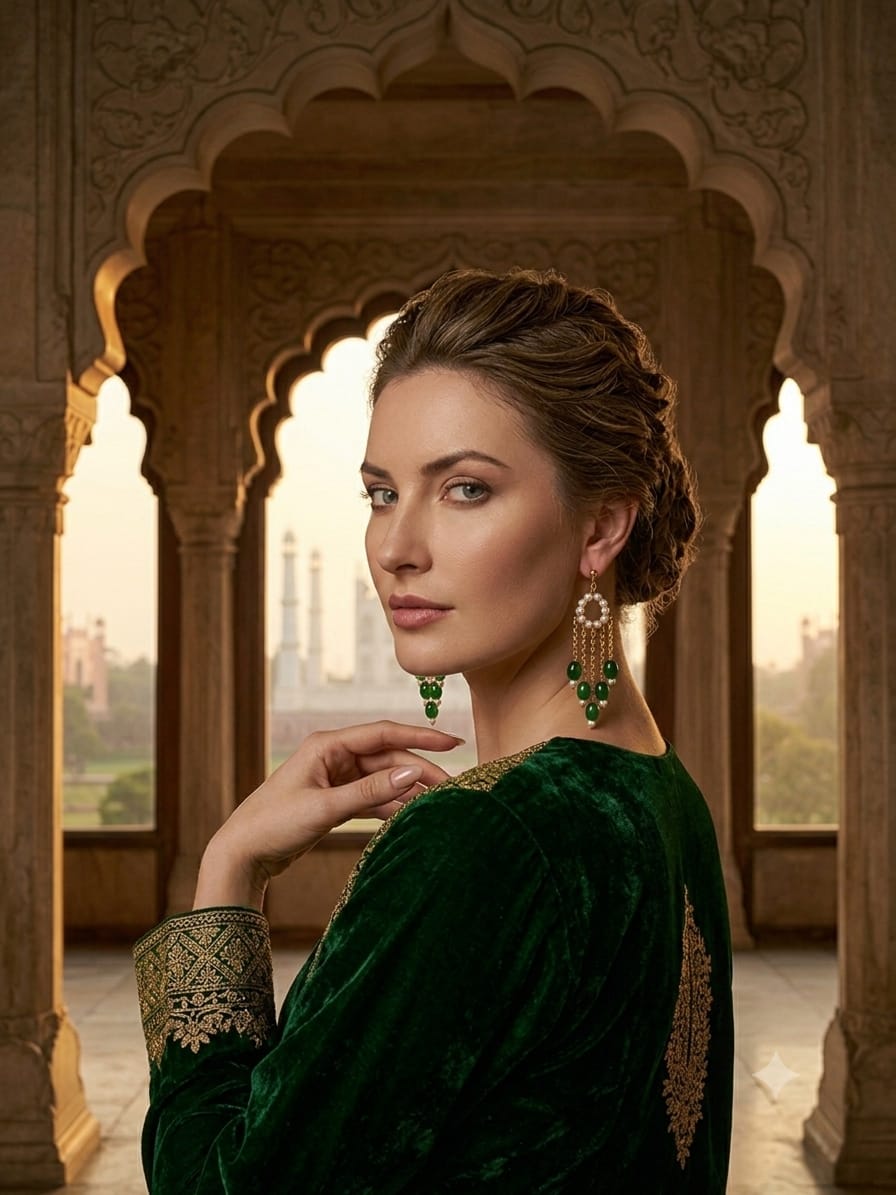 Emerald Fringe Earrings photo 6